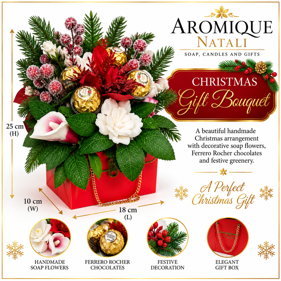 Handcrafted Soap Flowers Bouquets & delicious Ferrero Rocher chocolates